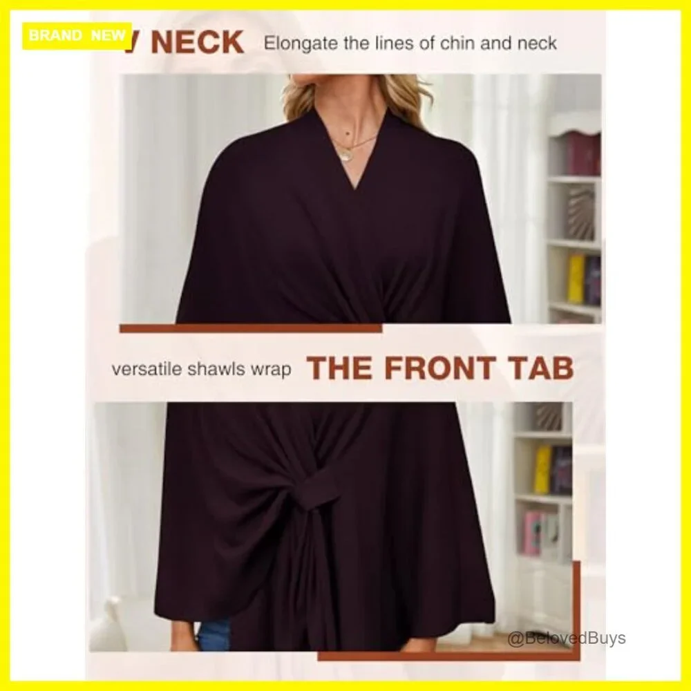 Soft Rayon Blend Poncho Shawl Wrap One Size Fits Most Loose Fit